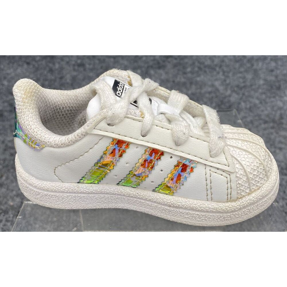adidas Superstar Iridescent Metallic White Toddler Shoes EH1004 Size 4K Kid